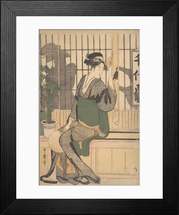 Framed Print : Shadows on the Shoji, 1790s. Creator: Kitagawa Utamaro Framed Print : Shadows on the Shoji, 1790s. Creator: Kitagawa Utamaro