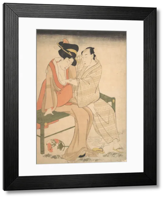 Framed Print : A Pair of Lovers, 1795. Creator: Kitagawa Utamaro Framed Print : A Pair of Lovers, 1795. Creator: Kitagawa Utamaro