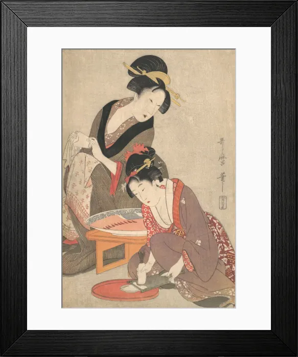 Framed Print : Women Preparing Sashimi, 1806-20. Creator: Kitagawa Utamaro Framed Print : Women Preparing Sashimi, 1806-20. Creator: Kitagawa Utamaro