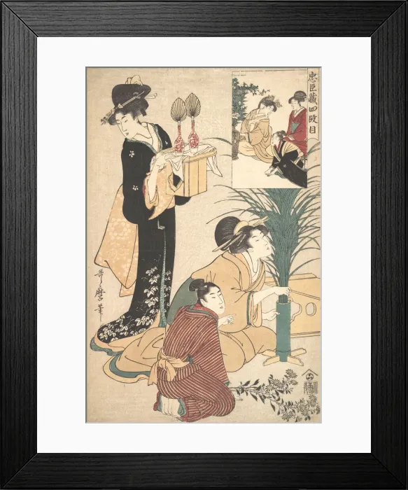 Framed Print : A Woman and a Man Arranging Flowers for the Tsukimi (Moon Festival), 1802 Framed Print : A Woman and a Man Arranging Flowers for the Tsukimi (Moon Festival), 1802