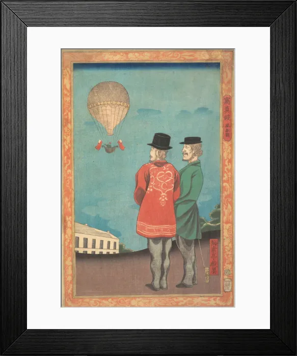 Framed Print : Picture of a Balloon, 1860. Creator: Miyagi Gengyo Framed Print : Picture of a Balloon, 1860. Creator: Miyagi Gengyo