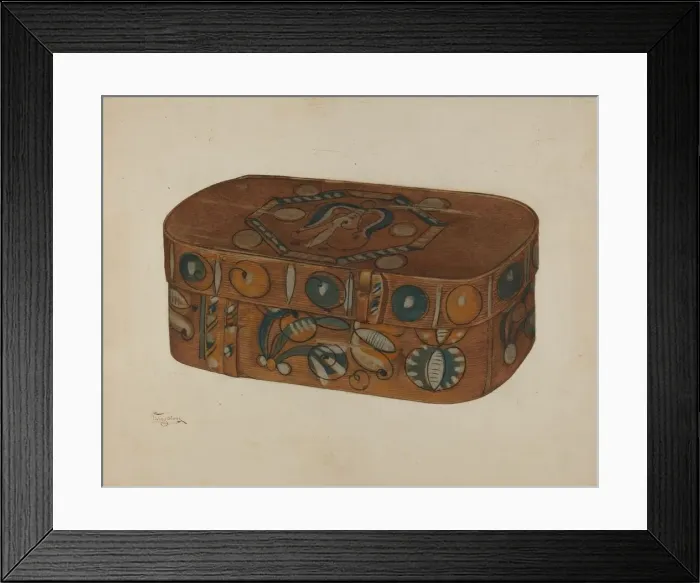 Framed Print : Pa. German Cap Box, c. 1941. Creator: Rolland Livingstone Framed Print : Pa. German Cap Box, c. 1941. Creator: Rolland Livingstone
