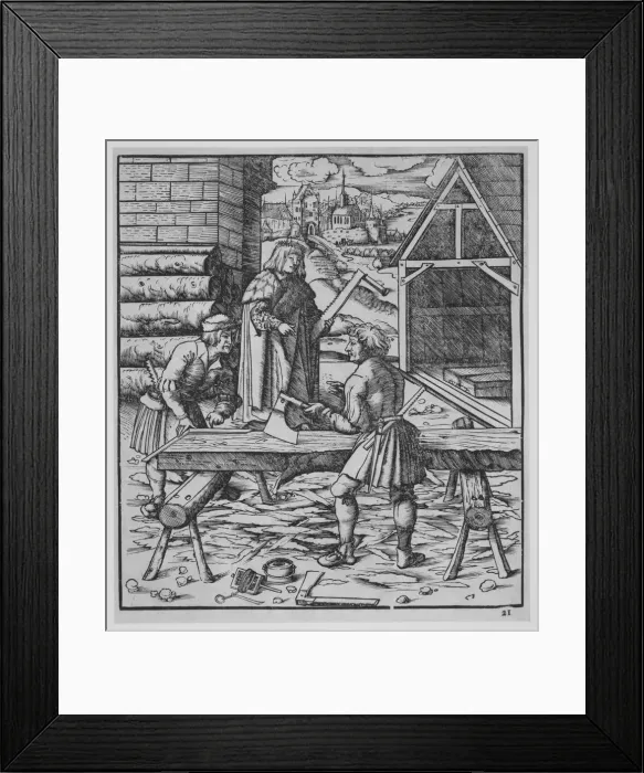 Framed Print : Carpenters, ca. 1500. Creator: Hans Burgkmair, the Elder Framed Print : Carpenters, ca. 1500. Creator: Hans Burgkmair, the Elder