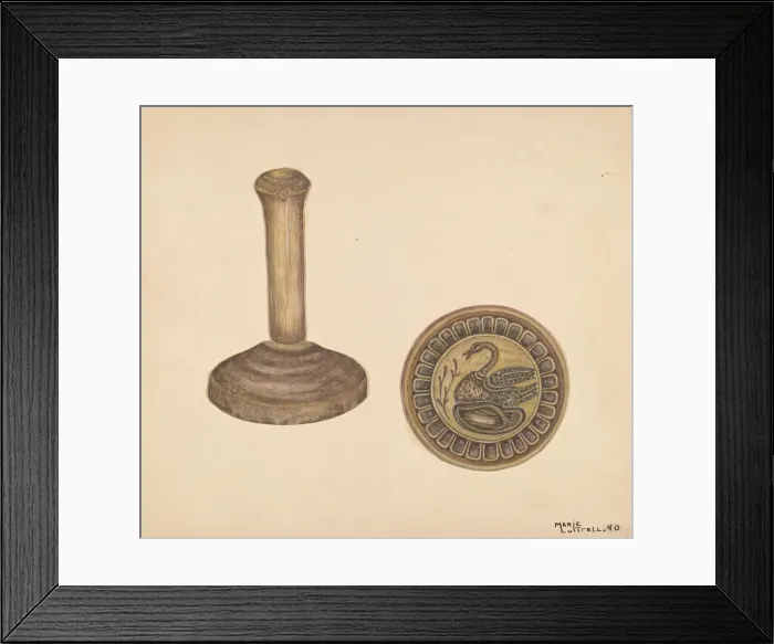 Framed Print : Butter Mold, 1940. Creator: Marie Lutrell Framed Print : Butter Mold, 1940. Creator: Marie Lutrell