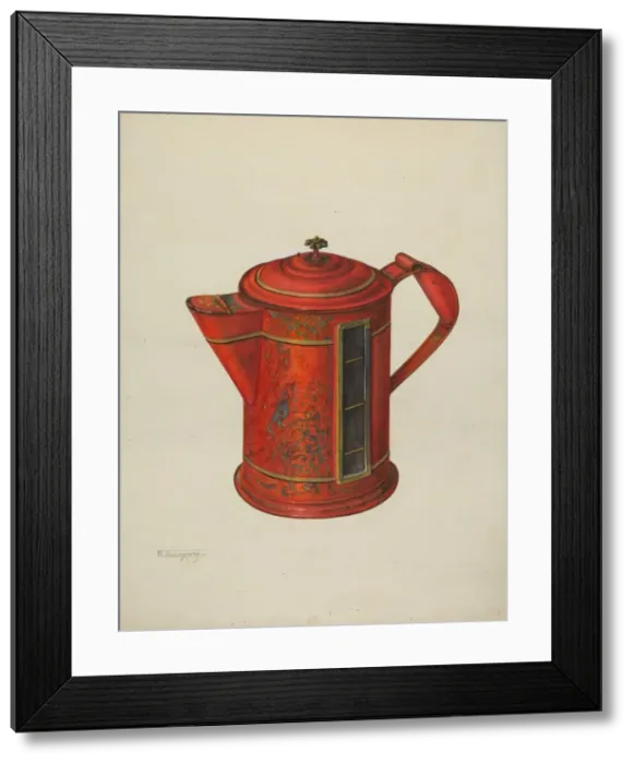 Framed Print : Toleware Coffee Pot, 1935 / 1942. Creator: Nicholas Acampora Framed Print : Toleware Coffee Pot, 1935 / 1942. Creator: Nicholas Acampora