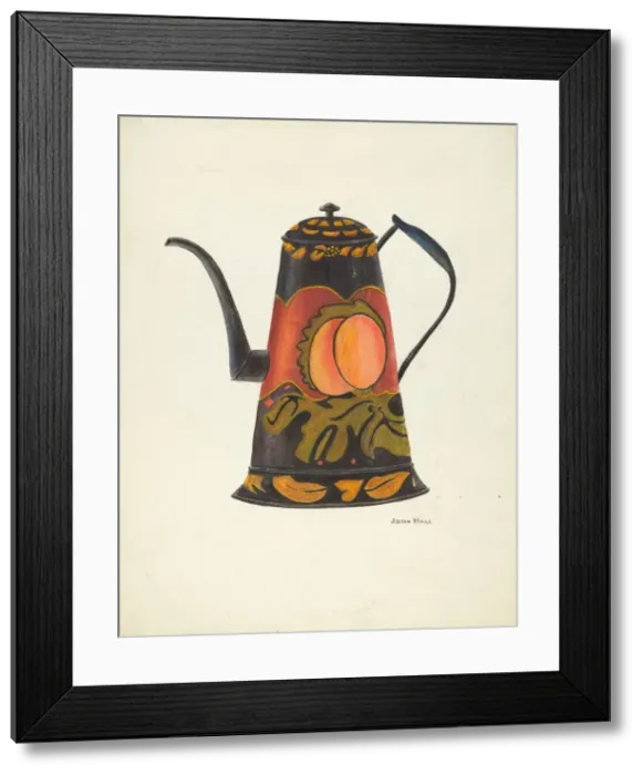 Framed Print : Toleware Coffee Pot, 1935 / 1942. Creator: John Hall Framed Print : Toleware Coffee Pot, 1935 / 1942. Creator: John Hall