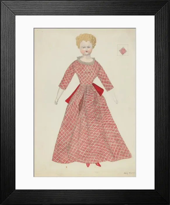 Framed Print : Doll and Costume, c. 1936. Creator: Mary E Humes Framed Print : Doll and Costume, c. 1936. Creator: Mary E Humes