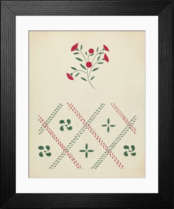 Framed Print : Stencilled Wall, c. 1936 / 1942. Creator: Ray Holden Framed Print : Stencilled Wall, c. 1936 / 1942. Creator: Ray Holden