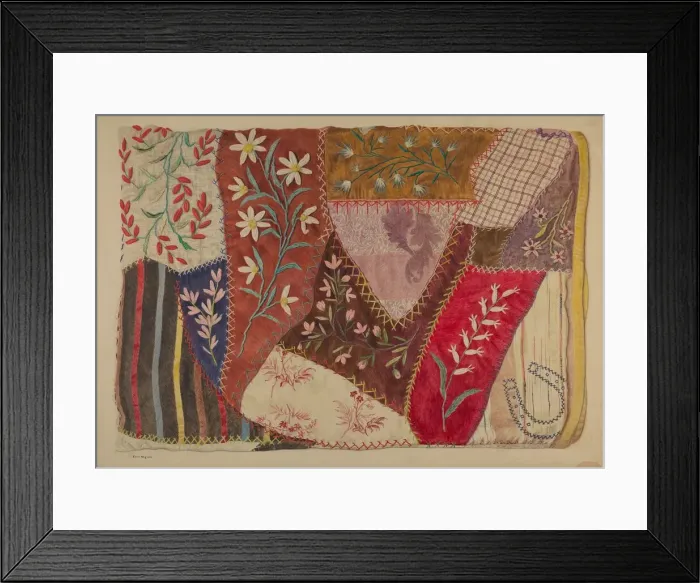 Framed Print : Crazy Quilt, c. 1940. Creator: Edith Magnette Framed Print : Crazy Quilt, c. 1940. Creator: Edith Magnette