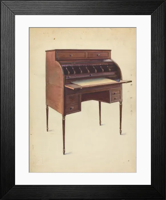 Framed Print : Roll-Top Desk, c. 1953. Creator: George Loughridge Framed Print : Roll-Top Desk, c. 1953. Creator: George Loughridge