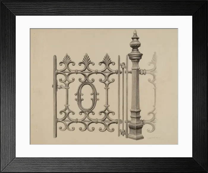 Framed Print : Gate and Gatepost, c. 1939. Creator: Jerome Hoxie Framed Print : Gate and Gatepost, c. 1939. Creator: Jerome Hoxie