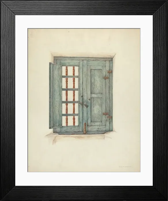 Framed Print : Window Shutters and Details, c. 1939. Creator: William Kieckhofel Framed Print : Window Shutters and Details, c. 1939. Creator: William Kieckhofel