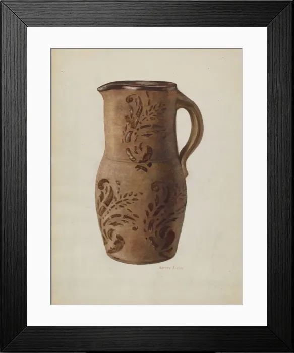 Framed Print : Redware Pitcher, probably 1939 / 1940. Creator: Betty Jacob Framed Print : Redware Pitcher, probably 1939 / 1940. Creator: Betty Jacob