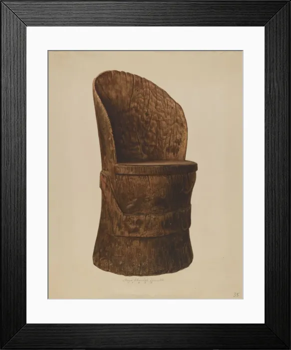 Framed Print : Wooden Log Chair, 1938. Creator: Lloyd Charles Lemcke Framed Print : Wooden Log Chair, 1938. Creator: Lloyd Charles Lemcke