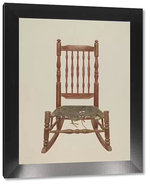 Rocking Chair with Rawhide Seat, c. 1938. Creator: Frank M Keane