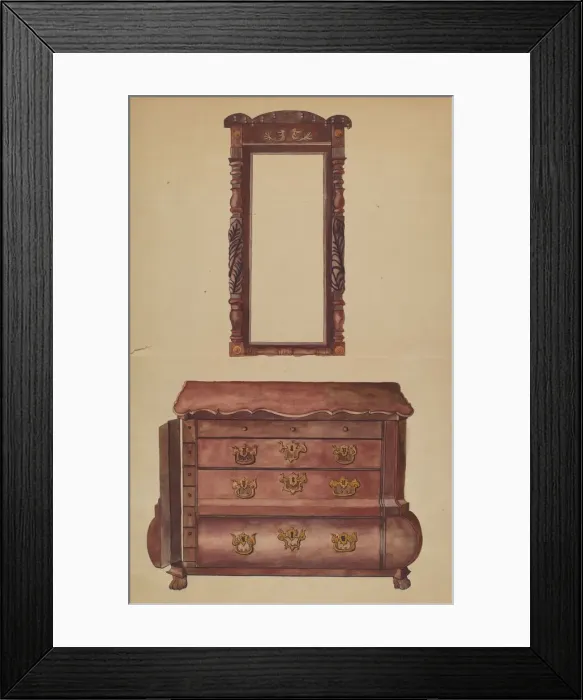 Framed Print : Drawers and Mirror, 1935 / 1942. Creator: Juanita Lantz Framed Print : Drawers and Mirror, 1935 / 1942. Creator: Juanita Lantz