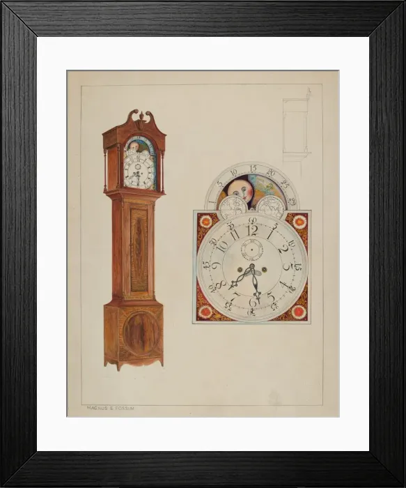 Framed Print : Grandfather Clock, c. 1937. Creator: Magnus S. Fossum Framed Print : Grandfather Clock, c. 1937. Creator: Magnus S. Fossum