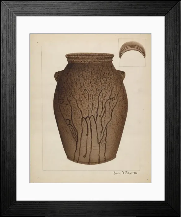Framed Print : Stoneware Jar, c. 1937. Creator: Annie B Johnston Framed Print : Stoneware Jar, c. 1937. Creator: Annie B Johnston