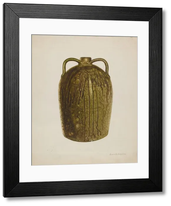Framed Print : Stoneware Jug, c. 1938. Creator: Annie B Johnston Framed Print : Stoneware Jug, c. 1938. Creator: Annie B Johnston