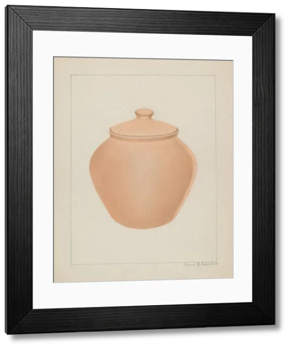 Framed Print : Stoneware Jar, c. 1939. Creator: Annie B Johnston Framed Print : Stoneware Jar, c. 1939. Creator: Annie B Johnston
