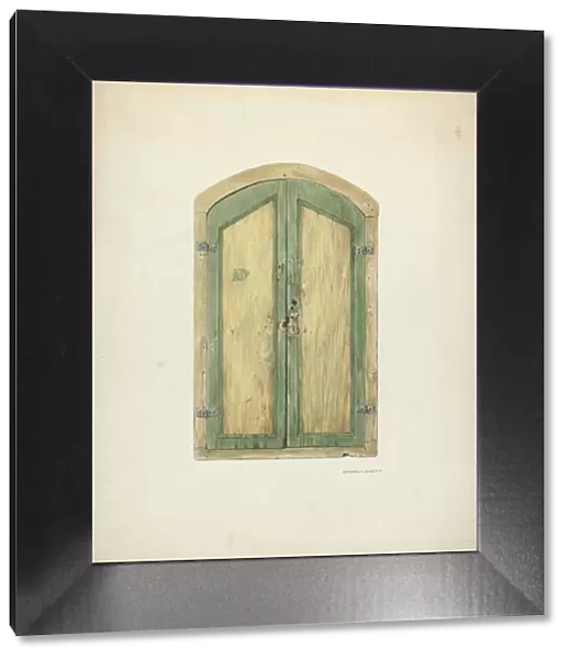 Painted Wooden Shutter, 1937. Creator: Edward Jewett