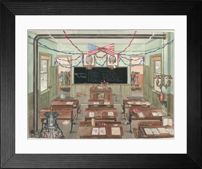 Framed Print : Rural School Room, 1900, 1935 / 1942. Creator: Perkins Harnly Framed Print : Rural School Room, 1900, 1935 / 1942. Creator: Perkins Harnly