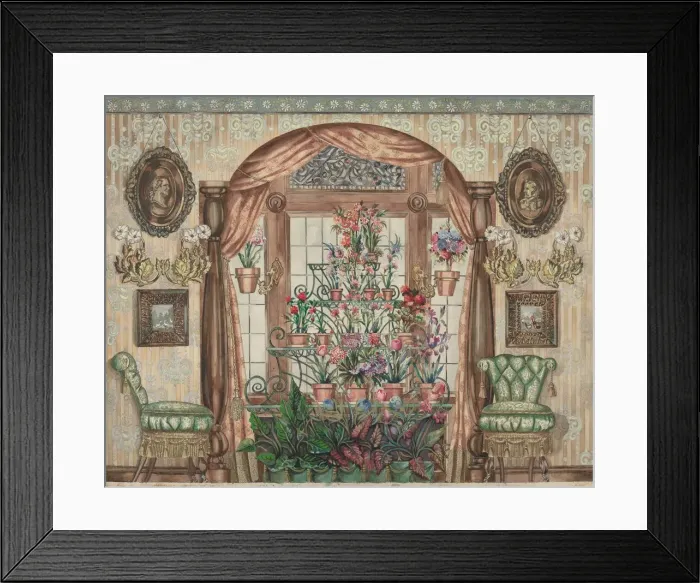 Framed Print : Conservatory Window with Flowers, 1935 / 1942. Creator: Perkins Harnly Framed Print : Conservatory Window with Flowers, 1935 / 1942. Creator: Perkins Harnly