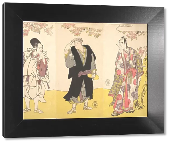 Kabuki Actors Ichikawa Yaozo III, Onoe Matsusuke I, and Sawamura Sojuro III, 11th month, 1786. Creator: Shunsho
