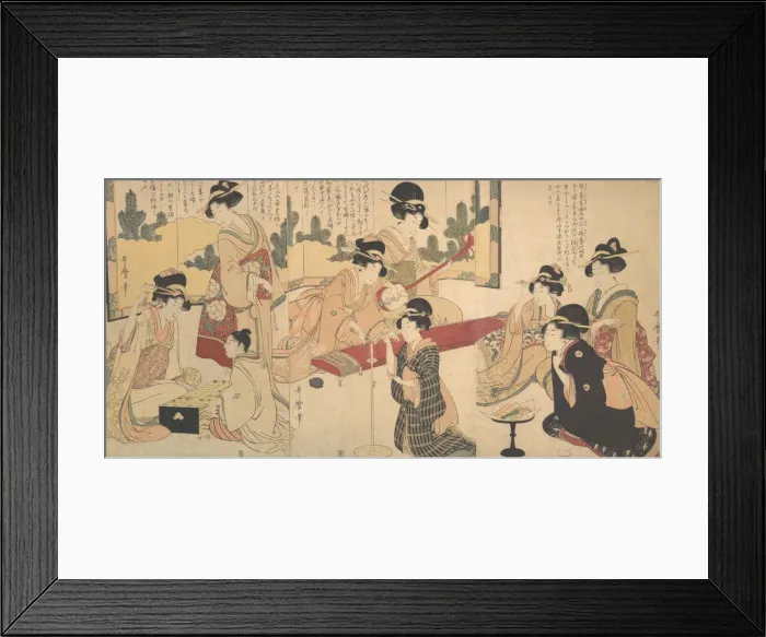 Framed Print : A Merry Evening Party, ca. 1805. Creator: Kitagawa Utamaro Framed Print : A Merry Evening Party, ca. 1805. Creator: Kitagawa Utamaro