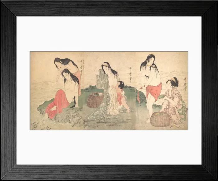 Framed Print : The Awabi Fishers, late 18th-early 19th century. Creator: Kitagawa Utamaro Framed Print : The Awabi Fishers, late 18th-early 19th century. Creator: Kitagawa Utamaro