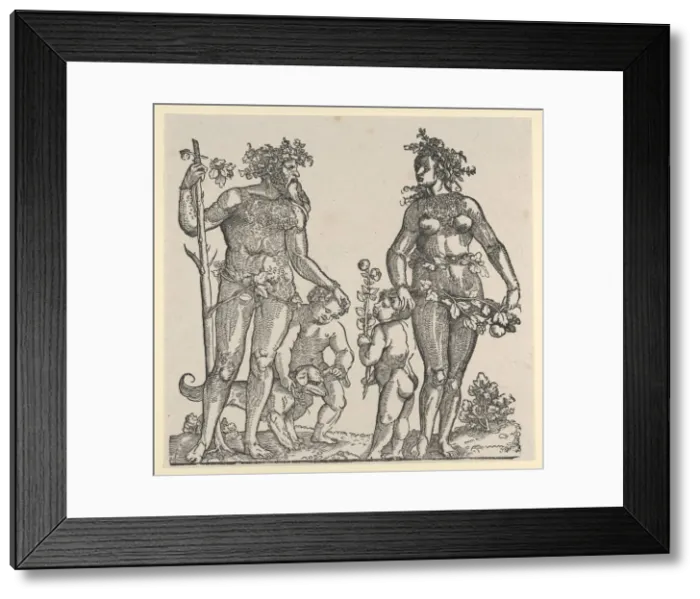 Framed Print : Wild Man and Wild Woman, 1545. Creator: Hans Guldenmond Framed Print : Wild Man and Wild Woman, 1545. Creator: Hans Guldenmond
