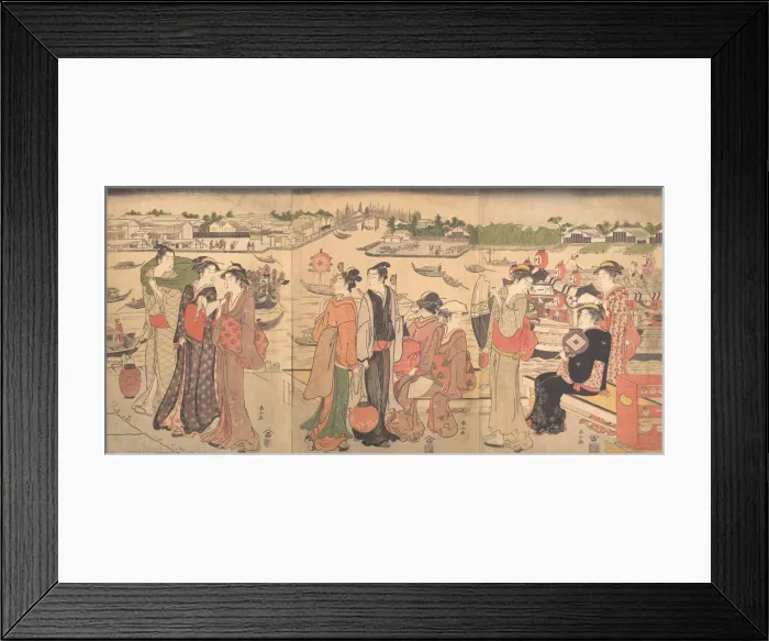 Framed Print : Festival by the Sumida River, late 18th century. Creator: Katsukawa Shunzan Framed Print : Festival by the Sumida River, late 18th century. Creator: Katsukawa Shunzan
