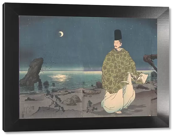 Heian Period Courtier on a Moonlit Beach, 19th century. Creator: Kobayashi Kiyochika