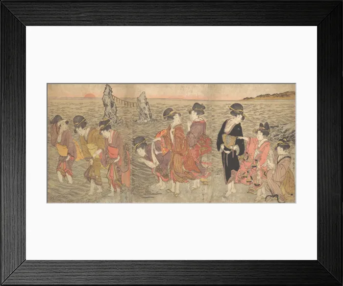 Framed Print : Women Worshipping the Rising Sun between the Twin Rocks at Ise Framed Print : Women Worshipping the Rising Sun between the Twin Rocks at Ise