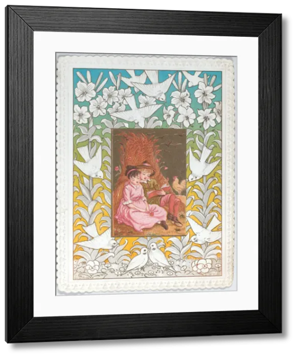 Framed Print : Valentine, 1876. Creator: Catherine Greenaway Framed Print : Valentine, 1876. Creator: Catherine Greenaway