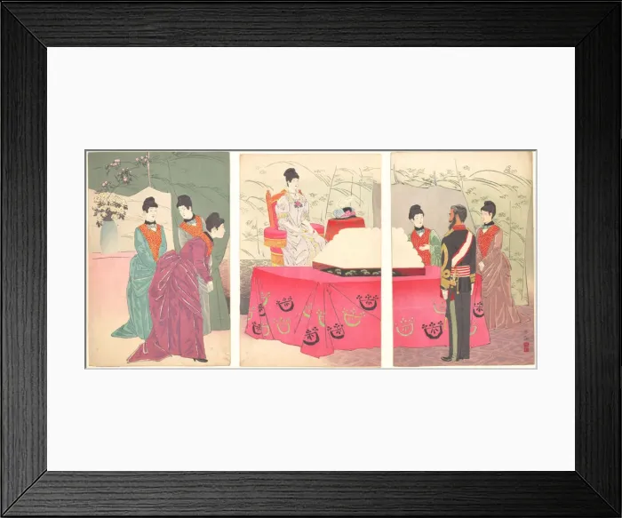 Framed Print : Illustration of the Empress Visiting the General Staff Headquarters [to present a tray of Framed Print : Illustration of the Empress Visiting the General Staff Headquarters [to present a tray of