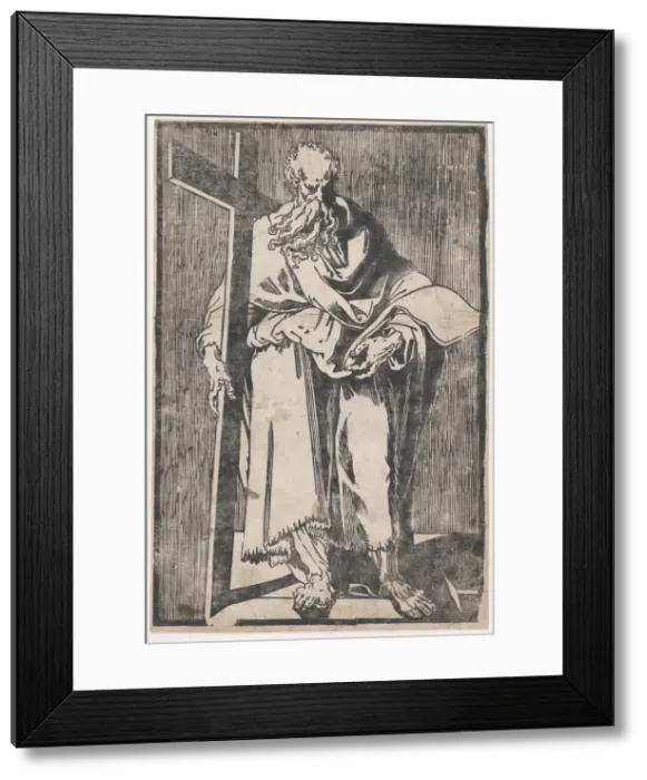Framed Print : Saint Philip standing holding a book and a cross, ca. 1590-1600 Framed Print : Saint Philip standing holding a book and a cross, ca. 1590-1600