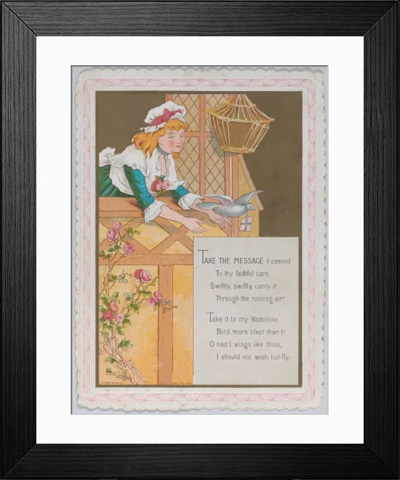 Framed Print : Valentine, 1874. Creator: Catherine Greenaway Framed Print : Valentine, 1874. Creator: Catherine Greenaway
