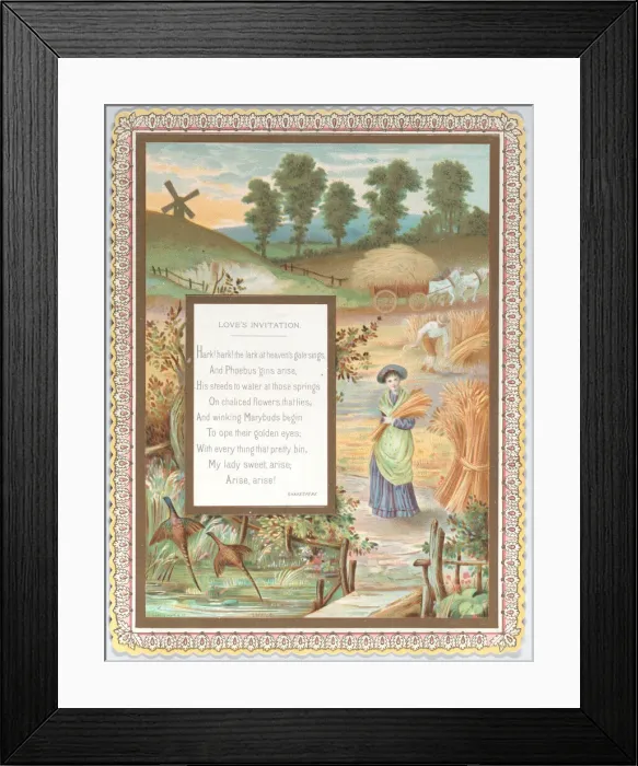 Framed Print : Valentine, ca. 1875. Creator: Catherine Greenaway Framed Print : Valentine, ca. 1875. Creator: Catherine Greenaway