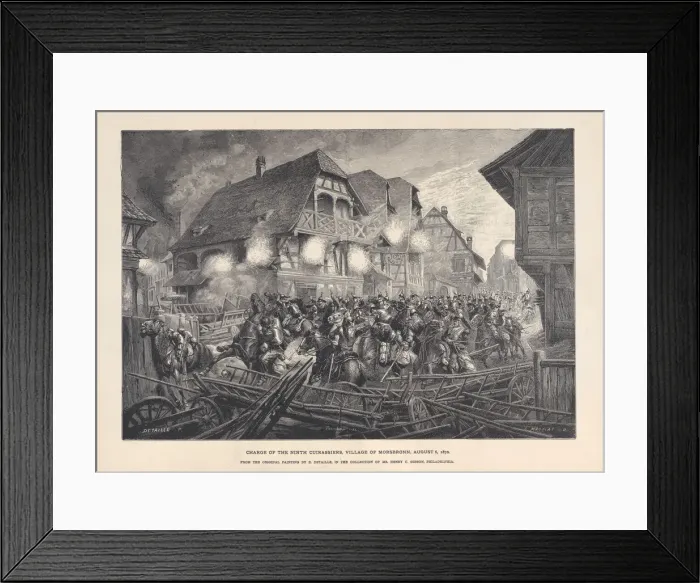 Framed Print : Charge of the Ninth Cuirassiers, Village of Morsbronn, August 6, 1870, 1874-1900 Framed Print : Charge of the Ninth Cuirassiers, Village of Morsbronn, August 6, 1870, 1874-1900