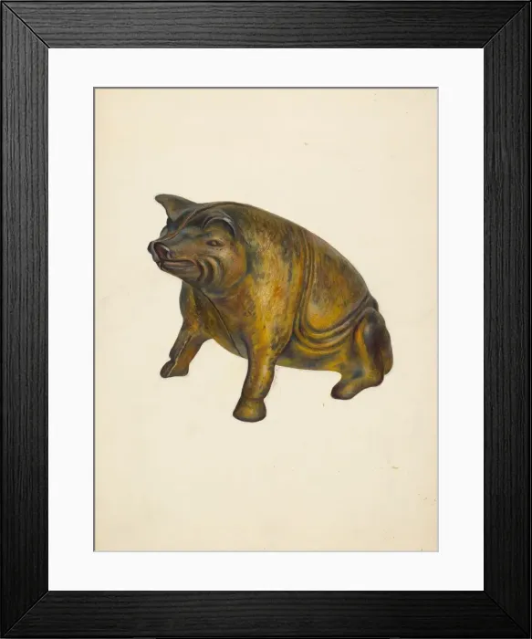 Framed Print : Toy bank: Pig, c. 1939. Creator: Walter Hochstrasser Framed Print : Toy bank: Pig, c. 1939. Creator: Walter Hochstrasser