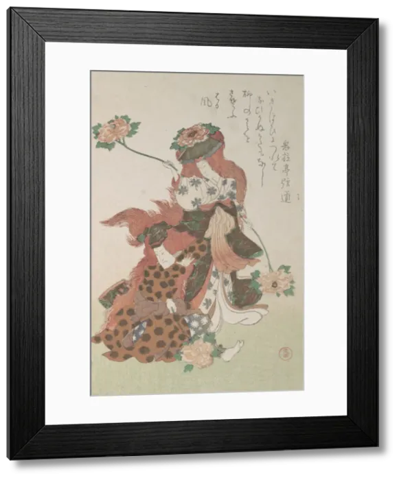 Framed Print : Two Dancers Performing a ShakkyomonoKabuki Dance... ca. 1805-10 Framed Print : Two Dancers Performing a ShakkyomonoKabuki Dance... ca. 1805-10
