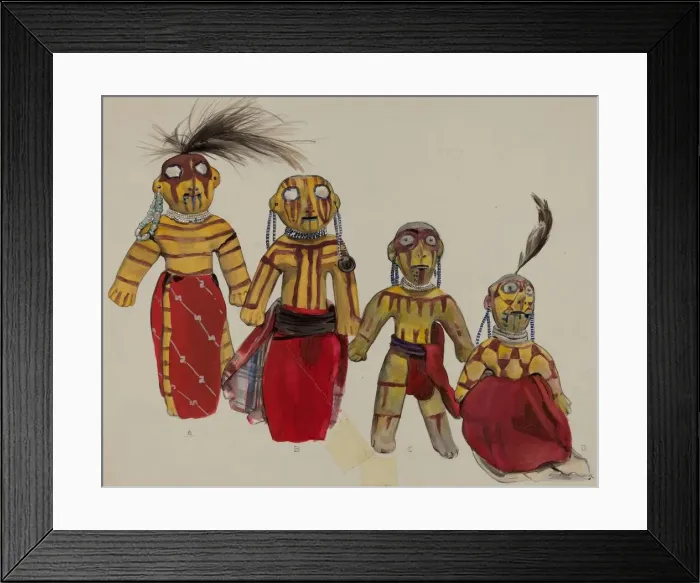 Framed Print : Indian Doll Group, 1935 / 1942. Creator: Jane Iverson Framed Print : Indian Doll Group, 1935 / 1942. Creator: Jane Iverson