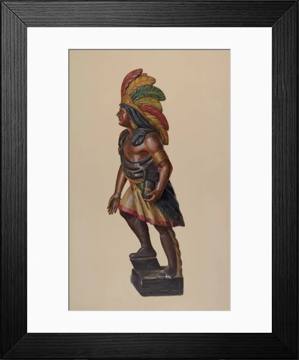 Framed Print : Cigar Store Indian, c. 1937. Creator: Walter Hochstrasser Framed Print : Cigar Store Indian, c. 1937. Creator: Walter Hochstrasser