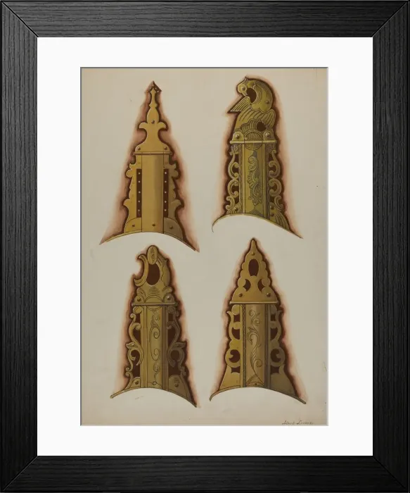 Framed Print : Patch Boxes of Kentucky Rifles, c. 1937. Creator: Albert J. Levone Framed Print : Patch Boxes of Kentucky Rifles, c. 1937. Creator: Albert J. Levone