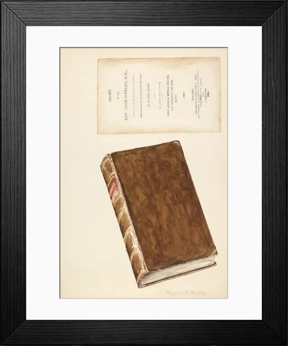 Framed Print : Old Book, Life of Wesley, c. 1936. Creator: Magnus S. Fossum Framed Print : Old Book, Life of Wesley, c. 1936. Creator: Magnus S. Fossum