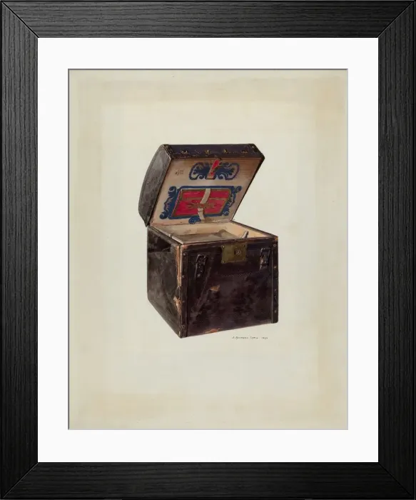 Framed Print : Stage Coach Trunk, 1939. Creator: J. Howard Iams Framed Print : Stage Coach Trunk, 1939. Creator: J. Howard Iams