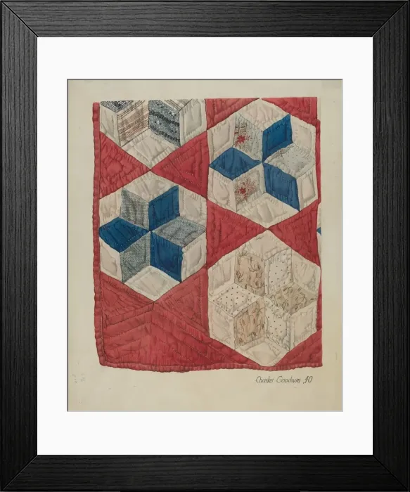 Framed Print : Patchwork Quilt, 1940. Creator: Charles Goodwin Framed Print : Patchwork Quilt, 1940. Creator: Charles Goodwin
