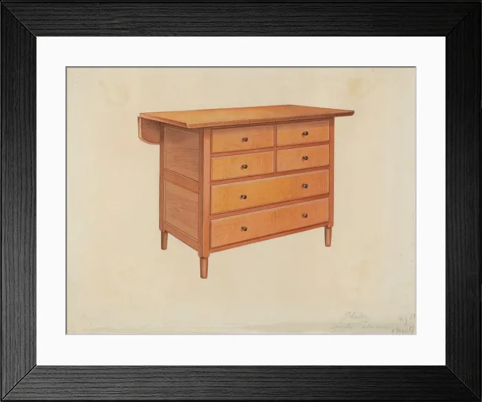 Framed Print : Shaker Dressmakers Counter, c. 1936. Creator: Anne Ger Framed Print : Shaker Dressmakers Counter, c. 1936. Creator: Anne Ger
