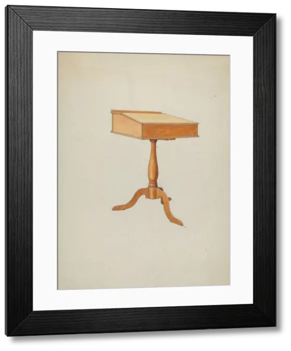 Framed Print : Shaker School Desk, c. 1936. Creator: Ray Holden Framed Print : Shaker School Desk, c. 1936. Creator: Ray Holden